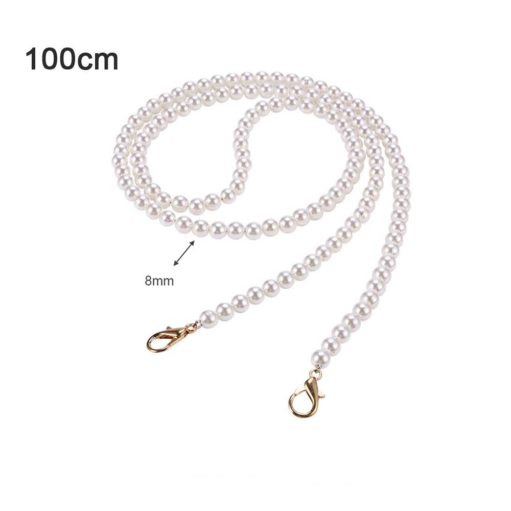 Replacement Long Bag Parts Women Purse Handle Beaded Tote Chain Pearl Bag Chain Pearl Bag Strap