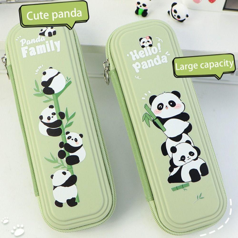 Large Capacity Pen Bag Panda Pattern Pen Box Multifuncional Stationery Organizer Gift