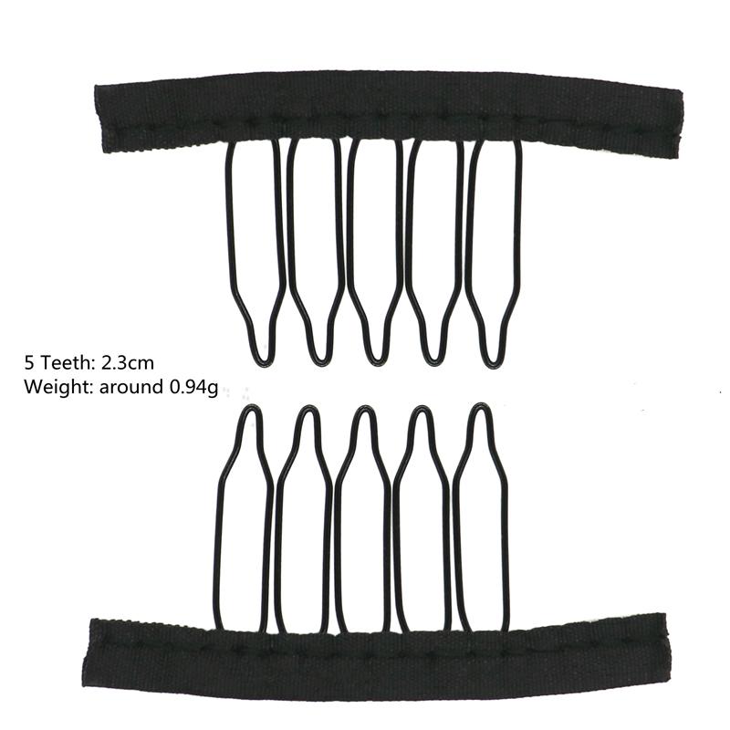 12/24pcs Stainless Steel Wig Comb Clips 4/5/6/7 Teeth Hair Extension Snap Clips with Rubber for Secure Hair Extension Attachment 4