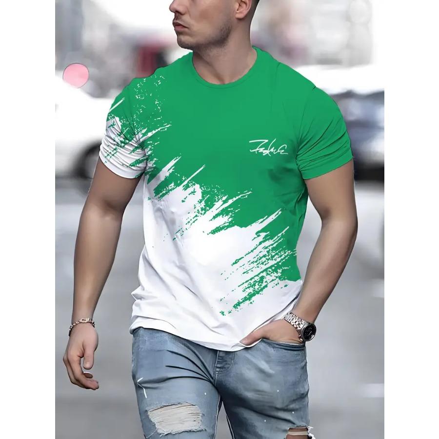 Стильная мужская футболка с рисунком — удобная, дышащая, с коротким рукавом для повседневных летних занятий — повседневная, модная и универсальная футболка для мужчин