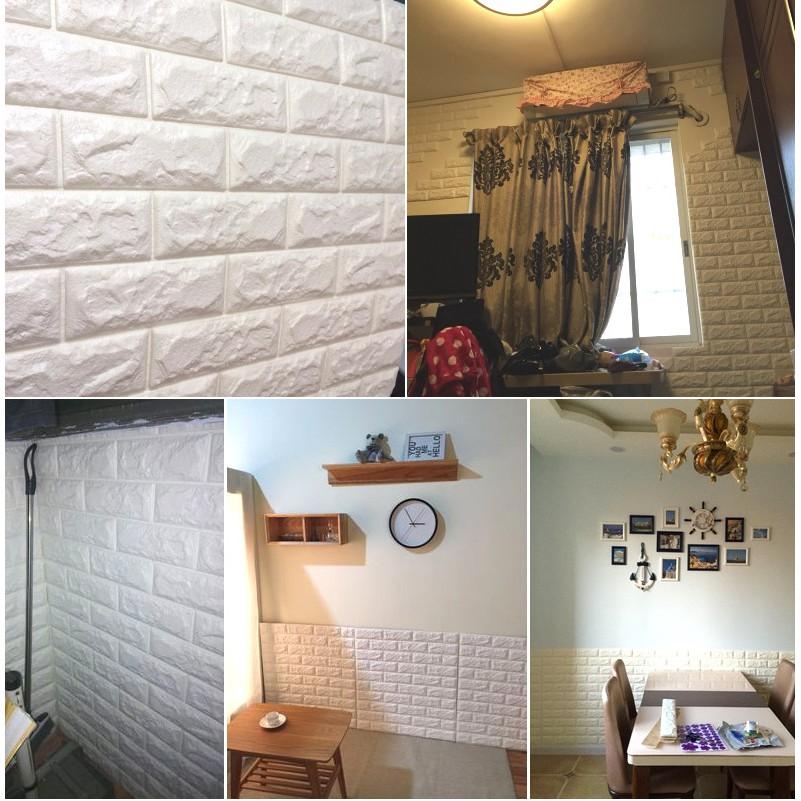 Self-adhesive 3D Wall Stickers of Brick Wall Stickers for Children's Room Warm Bedroom 5PCS 35x30cm/13.7x11.8inch
