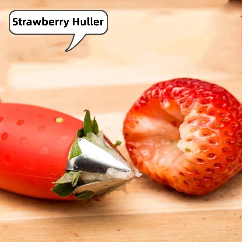 1pc Fruit Leaf Remover Strawberry Huller Metal Tomato Stalks Plastic Remover Gadget Strawberry Hullers Kitchen Gadgets