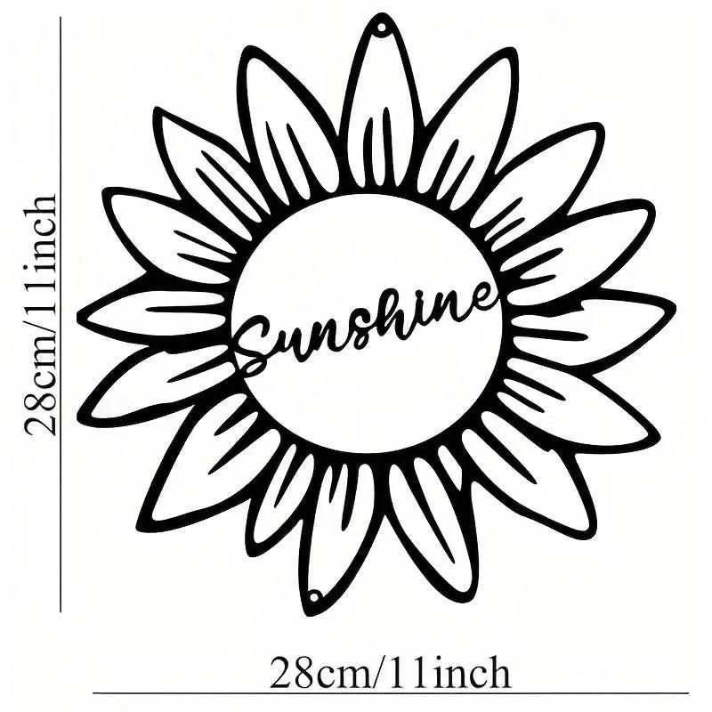 Metal Sunflower with Sunshine Sign - Modern Wall Art for Bedroom and Living Room, Stylish Interior Home Decoration, Perfect Gift