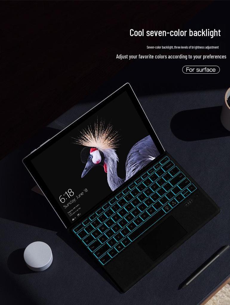 Чехол-клавиатура с подсветкой и сенсорной панелью Microsoft Surface Pro 34567 для Surface Go 23 - Bluetooth-клавиатура