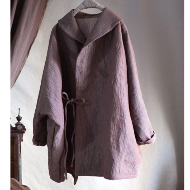 Johnature Женские винтажные куртки однотонные с поясом пальто с длинным рукавом весенние свободные куртки