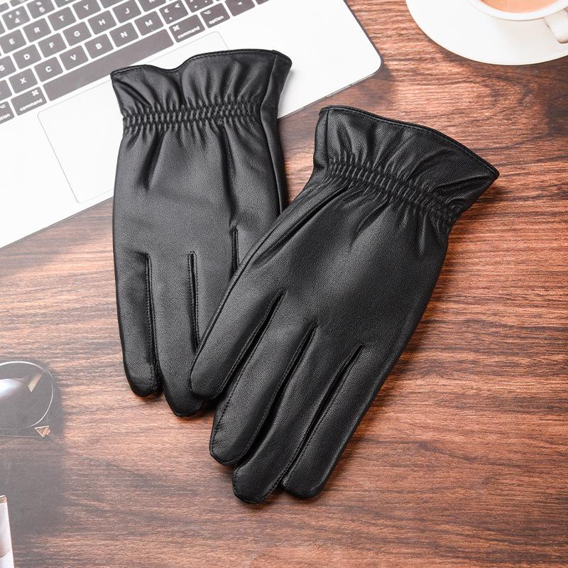 Leather Cycling Gloves Cold Resistant for Men and Women Winter Motorcycle Riding with Fleece Thickened and Thin Style Options
