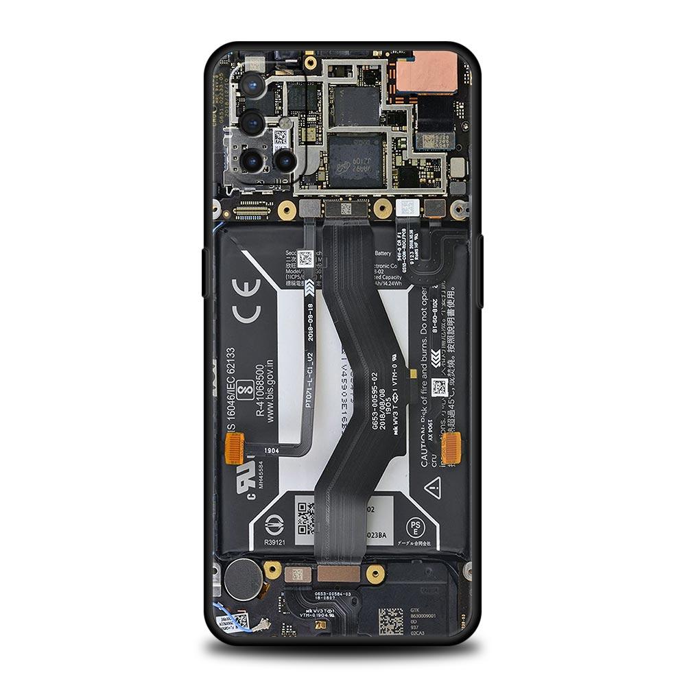 Чехол-накладка с рисунком печатной платы для OnePlus 12R 9R 12 11 10 Pro 9 8 7 7T 8T 10T 9RT Nord 2T N10 N200 CE 2 5G Черный
