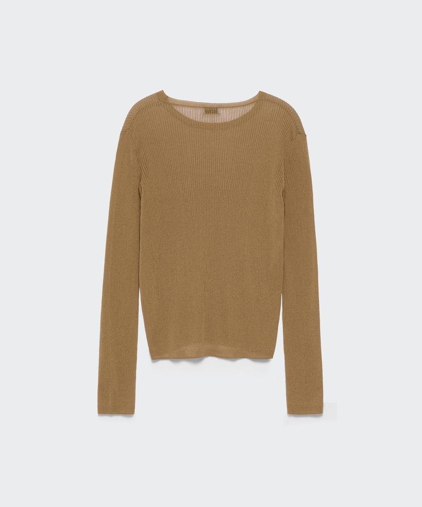 MUSINSA STANDARD WOMAN Женский тонкий фактурный трикотаж из смесовой льняной пряжи [Светло-коричневый]