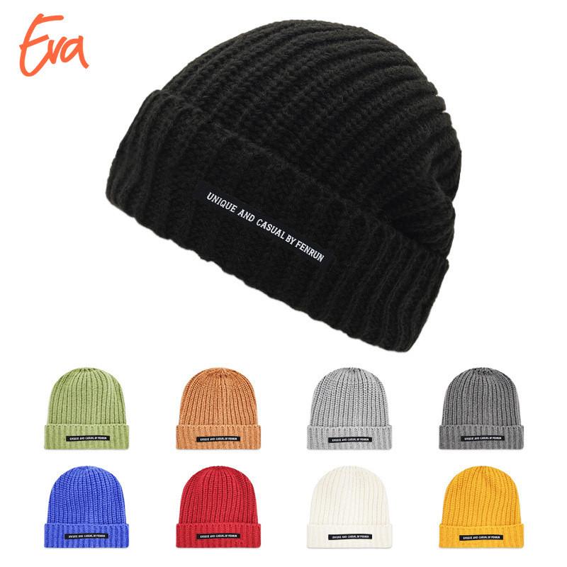 Casual Unique And By Fenrun Letter Print Knitted Hat Thick Striped Cap Warm