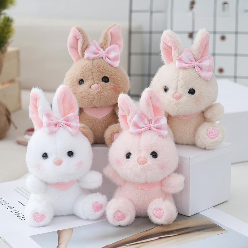 Cute Cartoon Rabbit Doll Keychain Kawaii Bunny Keychain Pendant Funny Simulated Animals Keyring Backpack Decoration Gift