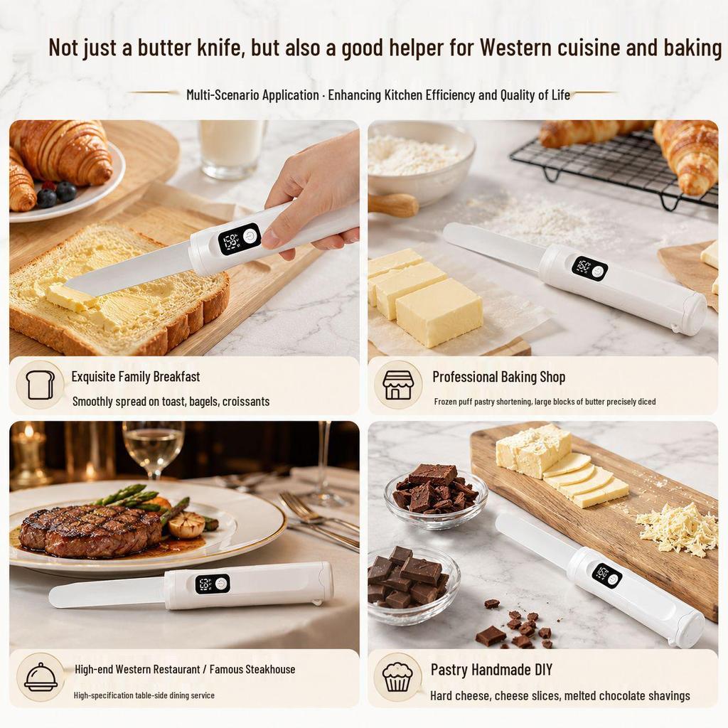 Heated Butter Knife with Fast-Melt Technology - Cheese Spreader Tool, Anti-Scald Design for Baking & Kitchen Use.