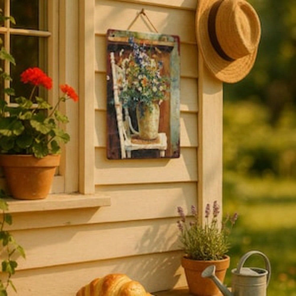 Деревенская цветочная жестяная табличка Дикие цветы Металлическое настенное искусство Винтажный декор для коттеджа