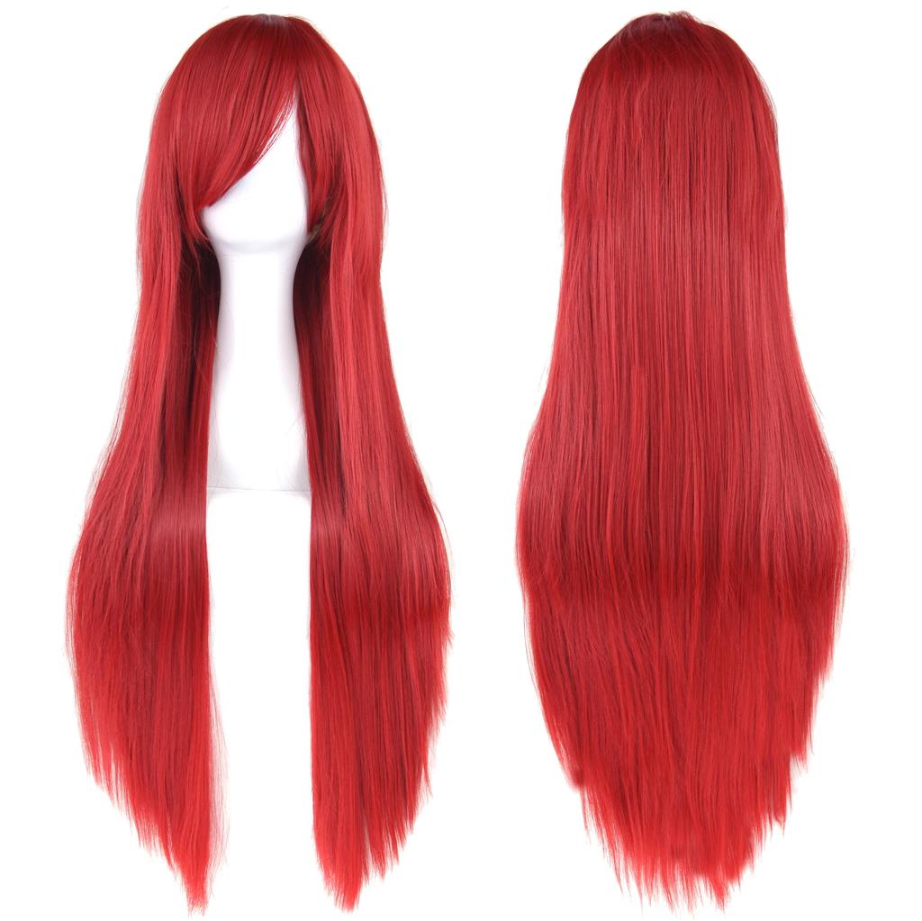 Professional 80cm Long Straight Wigs Pink Green Party Hair Accessories Synthetic Hair Cosplay Wig for Women