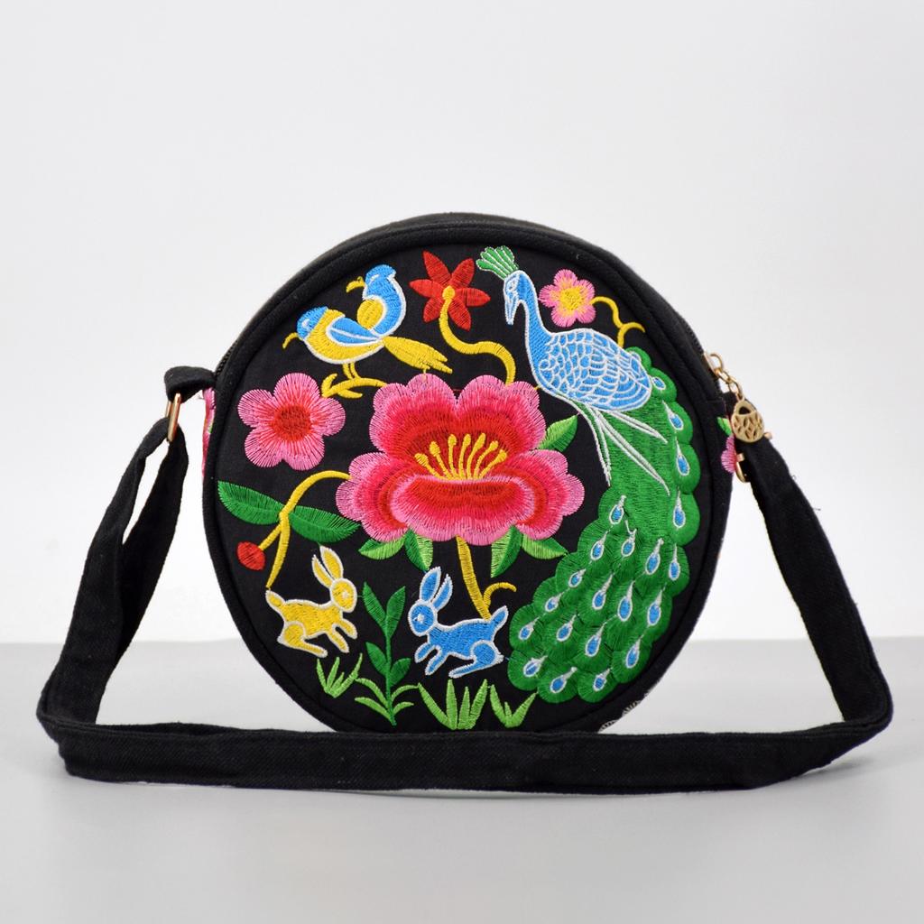 Сумка через плечо из холста с цветочной вышивкой для женщин, сумка-мессенджер, сумка для мобильного телефона, кошелек, женские маленькие сумки через плечо, сумка через плечо