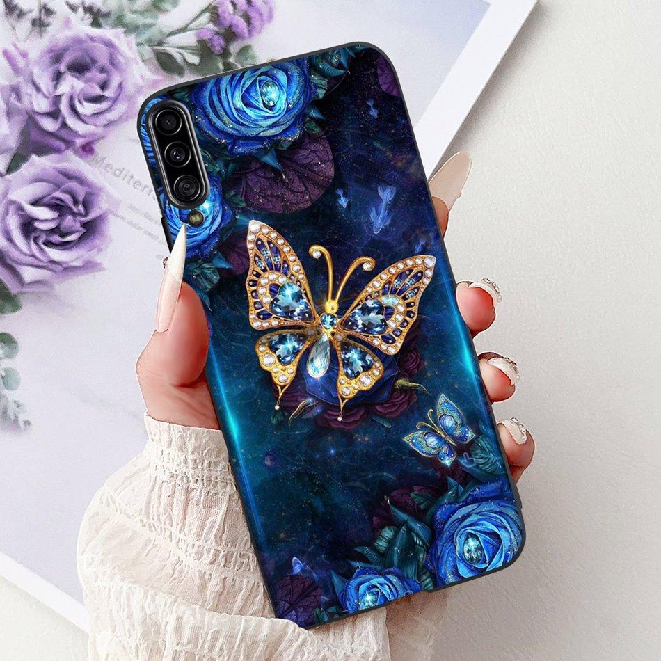 Чехол для телефона Samsung Galaxy A90 5G Чехол для Samsung A90 5G SM-A908B Элегантный Цветочный Кот Раскрашенный Черный Силиконовый Мягкий ТПУ Чехлы