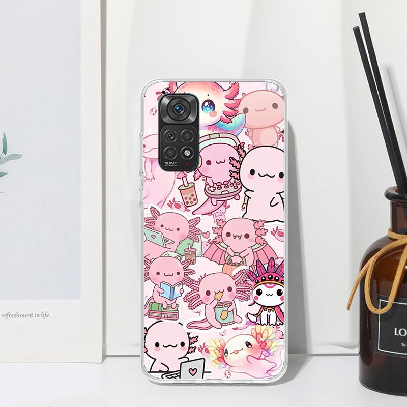 Cute Axolotl Kawaii Phone Case For Xiaomi Redmi Note 15 13 14S 14 Pro Plus 12S 11S 10S 12 11E 10 11T Art Fundas Back Cover Redmi