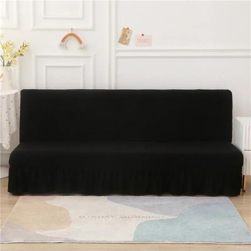 Solid Color Elastic Folding Sofa Bed Cover with Skirt Sofa Slipcover Couch Cover Furniture Protector 1pc Home Decor Couch Cover