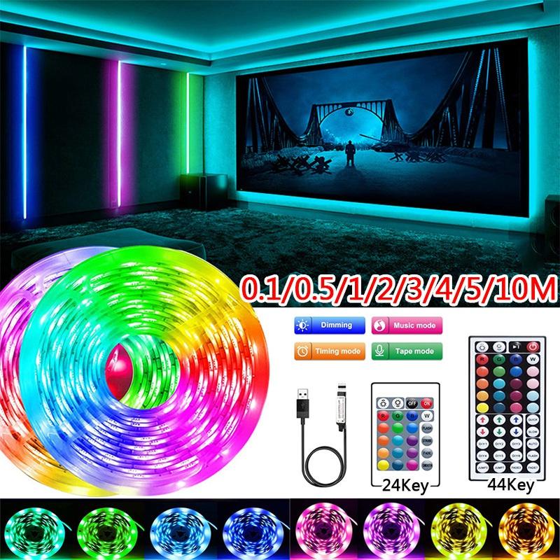 0,5 м, 1 м, 2 м, 3 м, 4 м, 5 м, 10 м, 20 м, светодиодная лента RGB 5050 SMD, гибкая лента, диодный свет для Рождества, праздника, свадьбы, дня рождения, домашнего декора спальни, 5 В постоянного тока