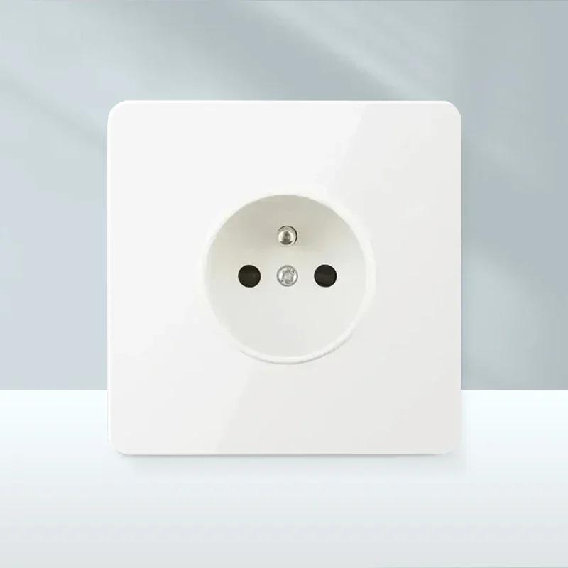 White Antique Stainless Steel Panel Wall Lamp Switch, Toggle Wall Dimmer Switch Socket EU USB Plug Socket 220V Electrical On Off