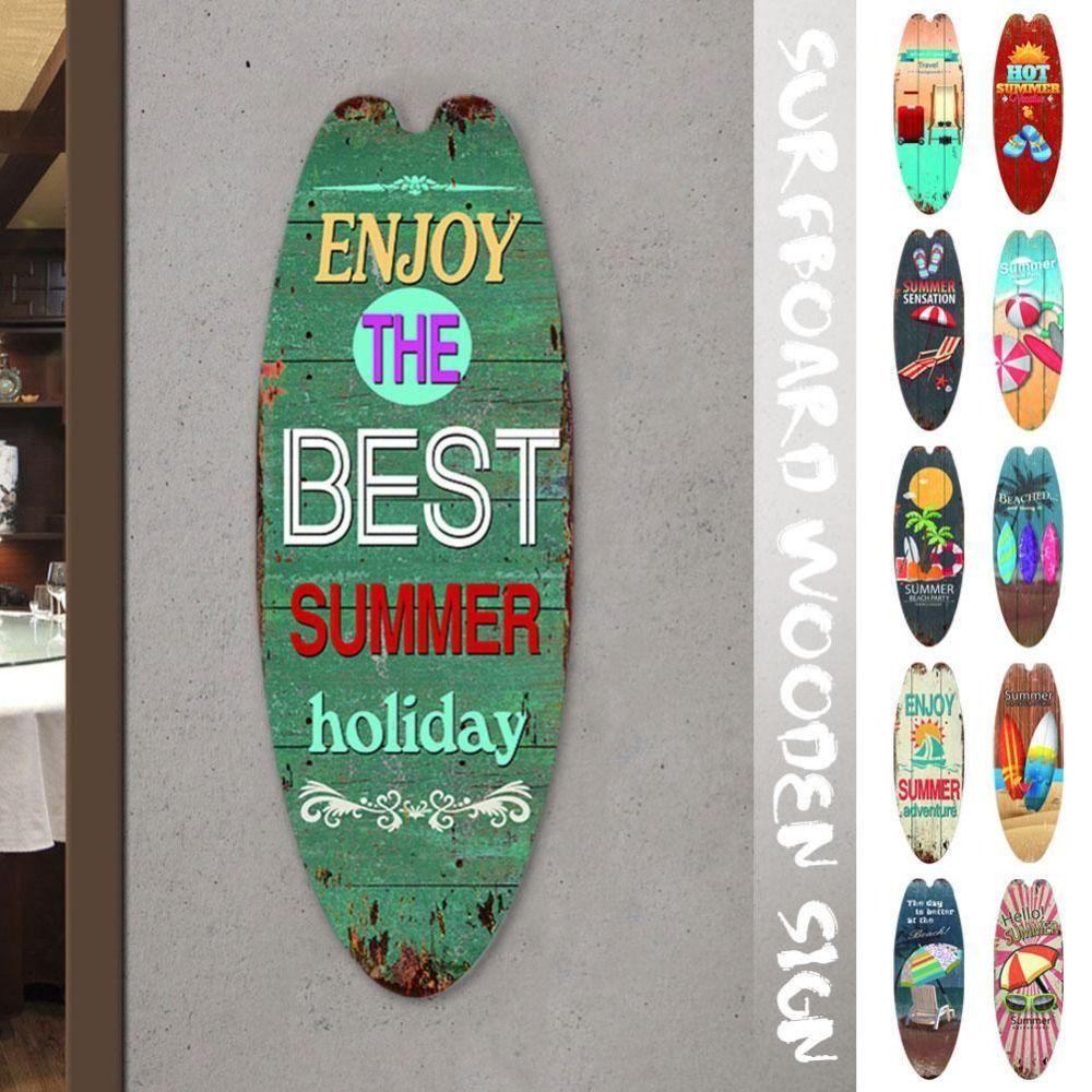 Exquisite Printing Wooden Surfboard Bright Marine Steering Wall Board Wooden Sign Home