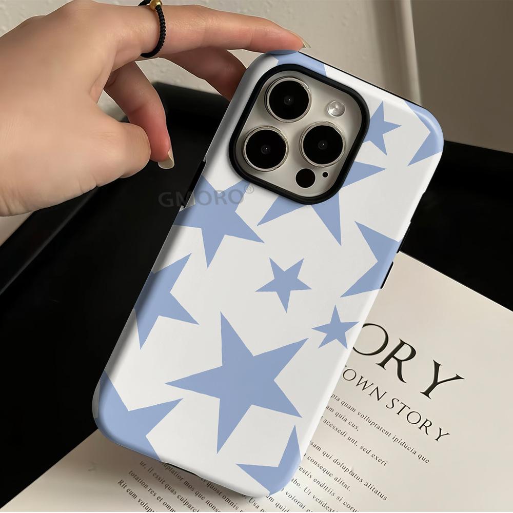 Blue pentagram art simple magnetic attraction advanced sense iPhone16 Apple 15promax film mobile phone case 17