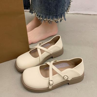 Кожаные туфли Мэри Джейн женские туфли на плоской подошве весна 2025 новые маленькие белые лоферы с юбками нежные маленькие кожаные туфли