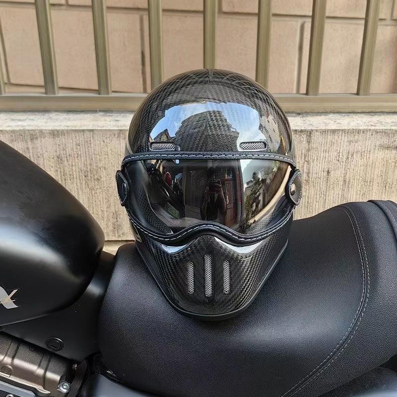 Мотоциклетный шлем в стиле Cafe Racer, полнолицевой шлем для мужчин и женщин, винтажный, с карбоновым покрытием 3K, модель Moto Four Seasons.