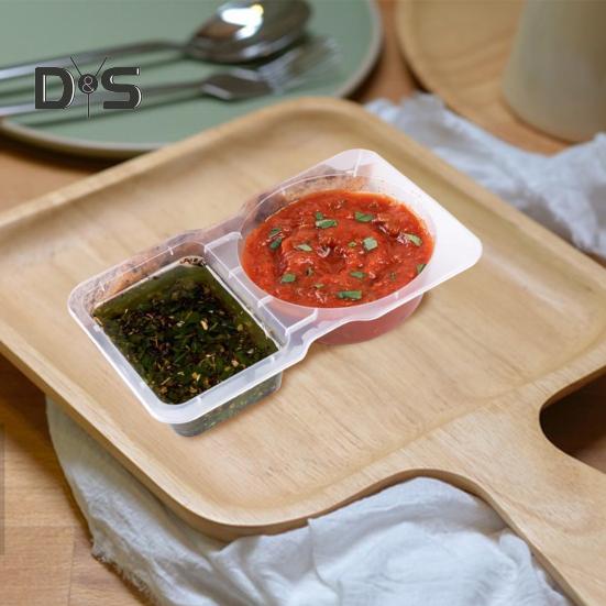 5/15/25/35 шт. Двойной контейнер для приправ с крышкой, портативный многоразовый пищевой соус, сервировочная коробка, кухонные принадлежности
