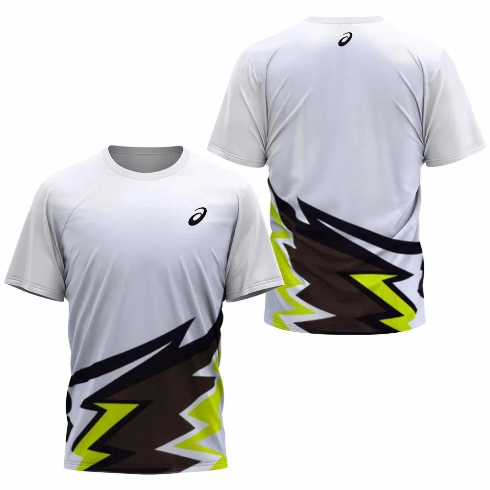 Мужская спортивная футболка для бадминтона, настольного тенниса, для бега на открытом воздухе, фитнеса, с коротким рукавом, свободные топы, летняя повседневная футболка с круглым вырезом, быстросохнущая