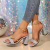 Women's Shoes  Hot Sale Cover Heel Women's Sandals Fashion Buckle Strap Office and Career Summer Plus Size Heeled Sandals