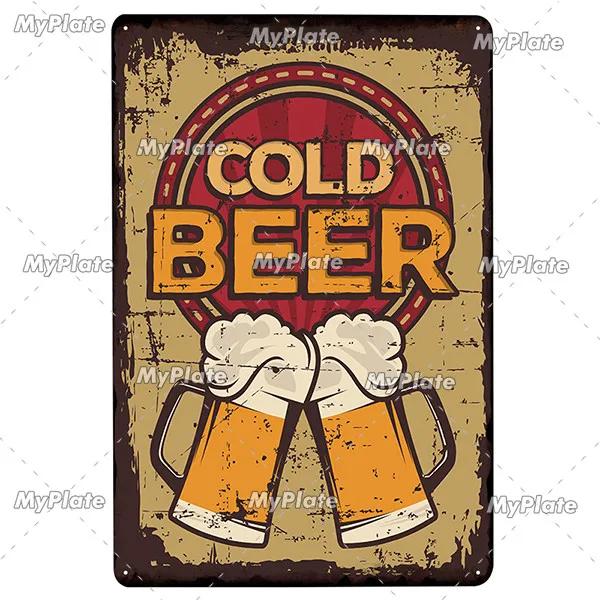 KALTEN BIER Metall Zeichen Vintage Plaque Alkohol Zinn Zeichen Platte Wand-dekor Für Bar Club Mann Cave Kunst Malerei  geschenk