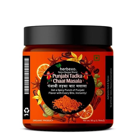 Herbexo Punjabi Tadka Chaat Masala I Мгновенный пряный вкус пенджабской кухни в виде Chaaat Masala I универсальная приправа для картофеля фри, кукурузы, салатов, фруктов.