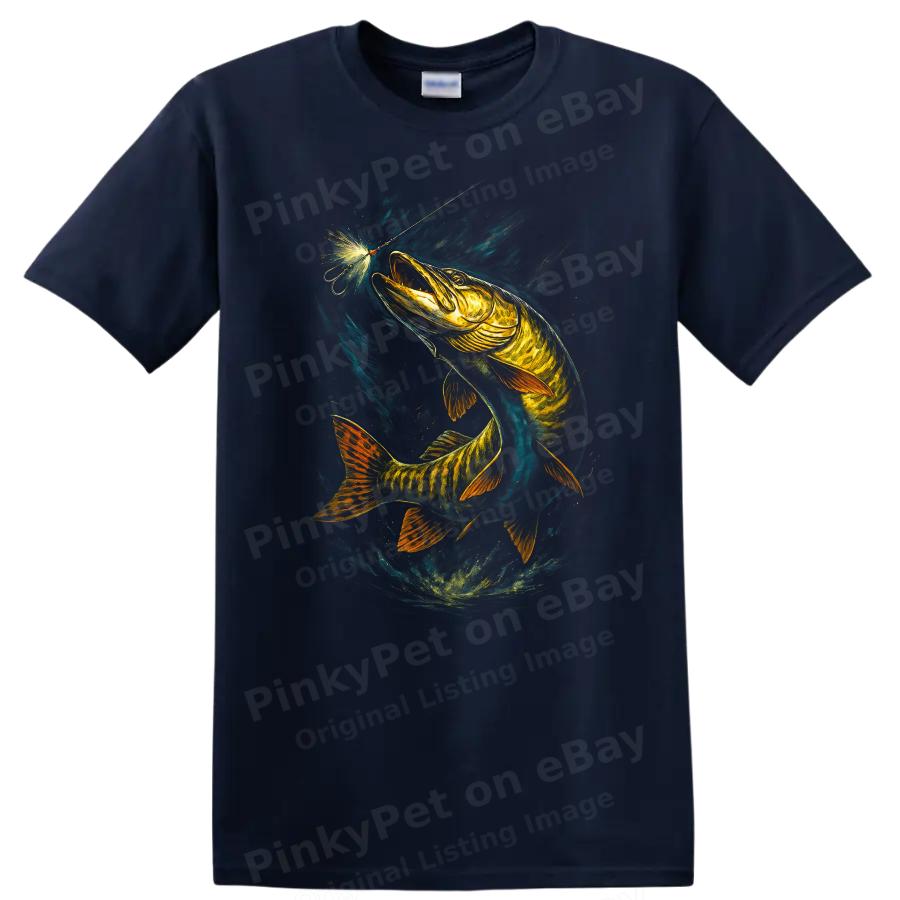Muskie Fishing T Shirt Fish Artwork Angler Gift Adventure Tee