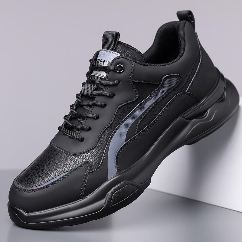 2024 Autumn and Winter New Men's Sports and Leisure Leather Shoes Men's Leather Breathable Youth Versatile Trendy Shoes Men's Laces 2358