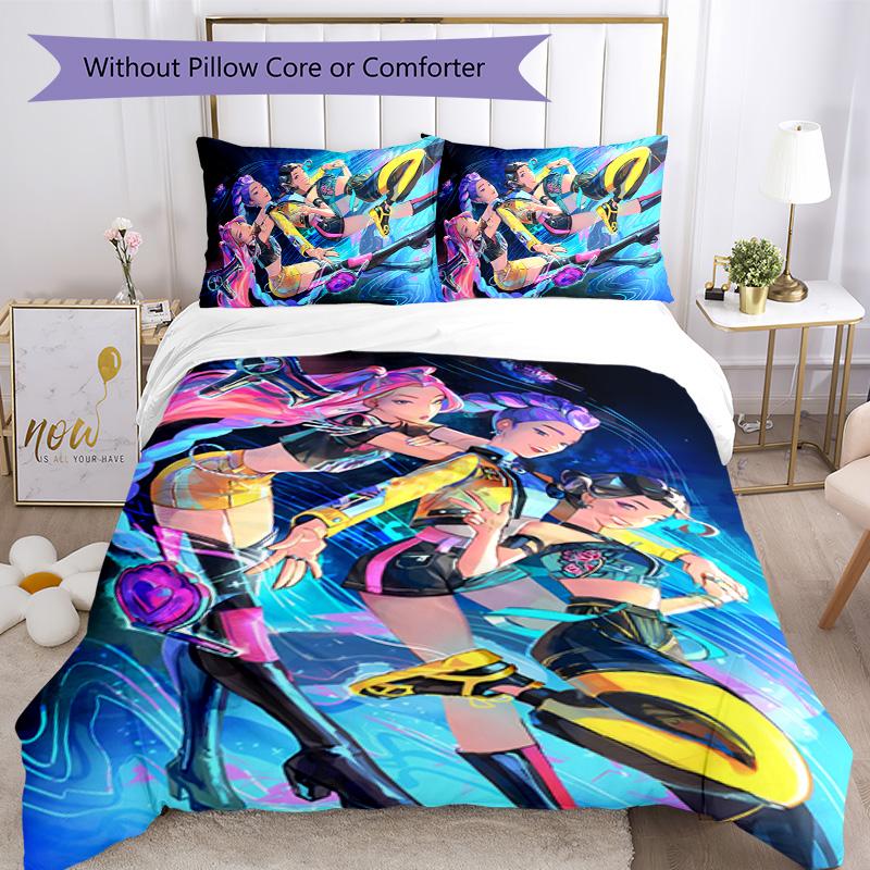 KPOP Hunter 3pcs Bedding Set Duvet Cover Closure Includes 1 Duvet Cover & 2 Pillowcases for All Seasons Bedroom Home Dorm Decor