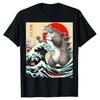 Catzilla Cat Japanese Art Funny Cat Gifts for Men Women Kid T-Shirt Humorous Kitty Graphic Outfits Cute Kitten Lover Saying Tee