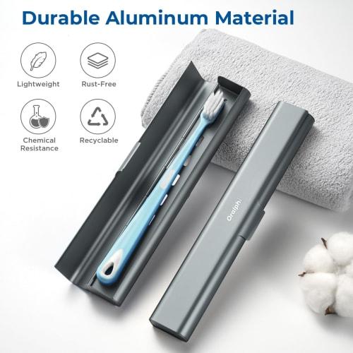 Oralphi Aluminum Toothbrush Travel Case, Portable Travel Toothbrush Holder, Durable Manual Toothbrush Box Container for Travel, Bathroom, Camping, and