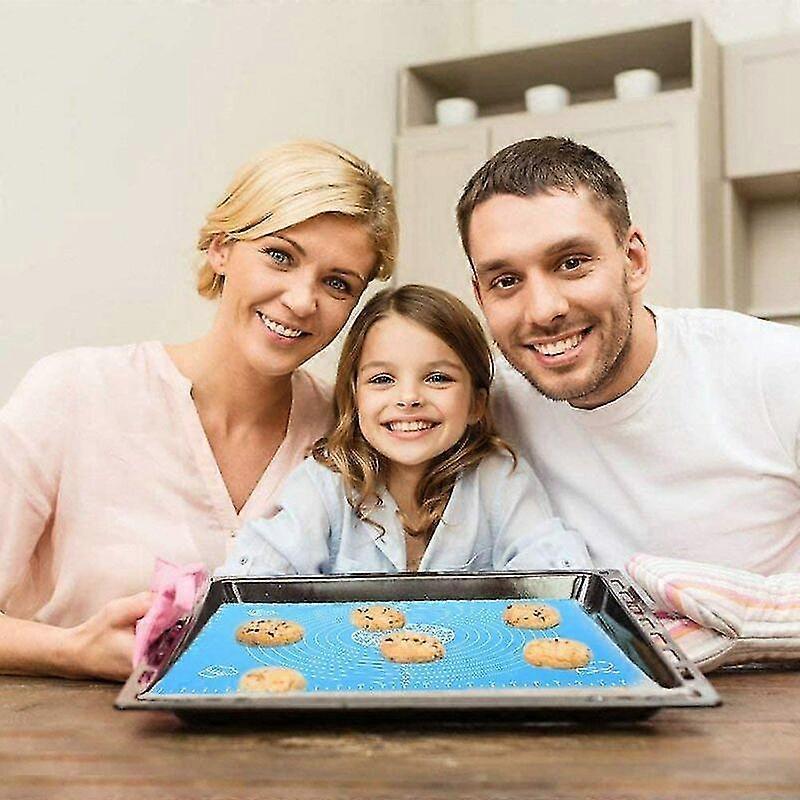 Reusable Non-stick Silicone Baking Mat Fondant Pate, 100% Bisphenol-a (bpa) Free, With Measurement, 50 X 40 Cm (blue)