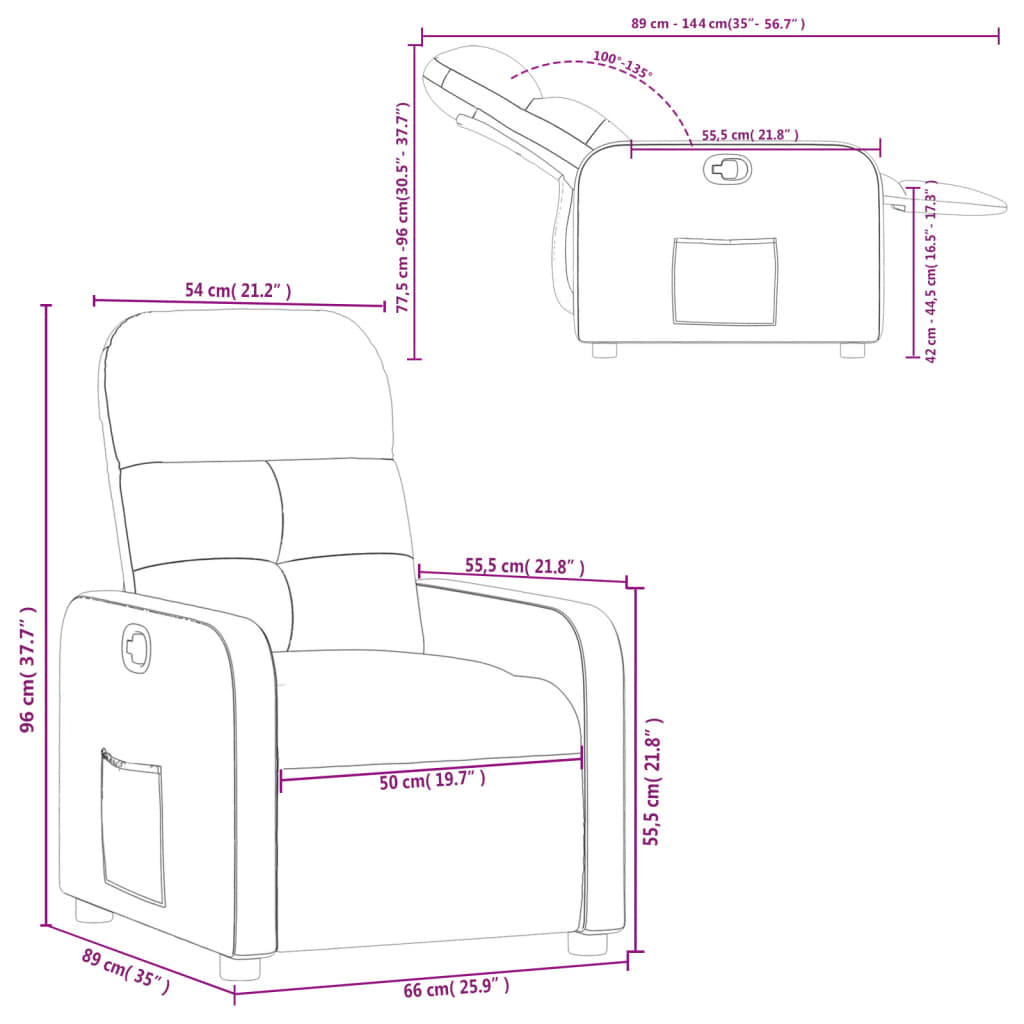 Relaxation Armchair Light Grey Fabric