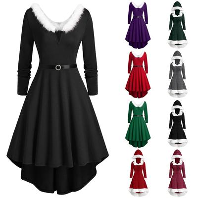 Женское платье с длинными рукавами, капюшоном, пэчворк-подолом и нерегулярными длинными рукавами