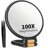 100-кратное ручное увеличительное зеркало для макияжа Ultra HD для детального нанесения косметики Компактная портативная лупа с подставкой