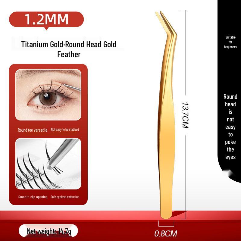 Золотой пинцет для ресниц «Перо» – Профессиональный инструмент для формирования пучков для мастеров по наращиванию ресниц