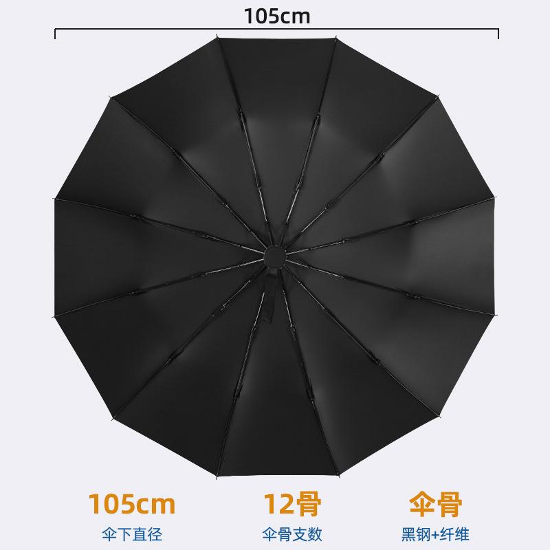 Зонт автоматический большой солнцезащитный складной зонт от непогоды и дождя двойного назначения с двенадцатью косточками автоматический зонт с печатью