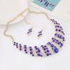 Women Rhinestone Spiral Bib Necklace Hook Earrings Statement Party Jewelry Set