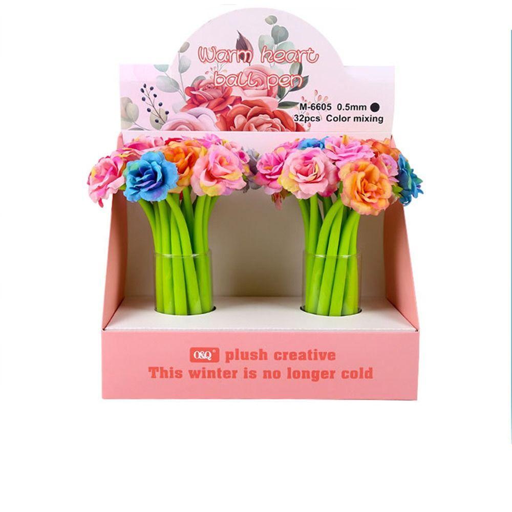 Signing Dancing Flower Pen Simulation Rose Flower Gel Ink Pens  Office School Supplies