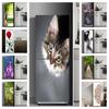 Cute Cats Fridge Stickers Door Cover Refrigerator Wallpaper Decorative Vinyl Freezers Film Full Whole Wrap Furniture Mural Decal