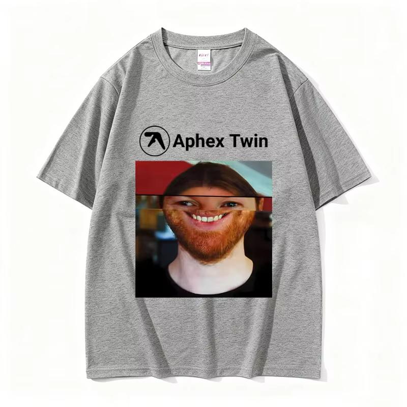 Певец Aphex Twin Лицо Смешной Мем Футболка Мужская Женская Мода Винтажная Оверсайз Уличная Одежда Унисекс Повседневная Мягкие Хлопковые Футболки Топы