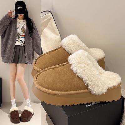 Вельветовые хлопковые тапочки на толстой подошве для женской зимы, новые, матовый вельвет, для улицы, с закрытым носком, полуторные, термохлопковые тапочки для женщин