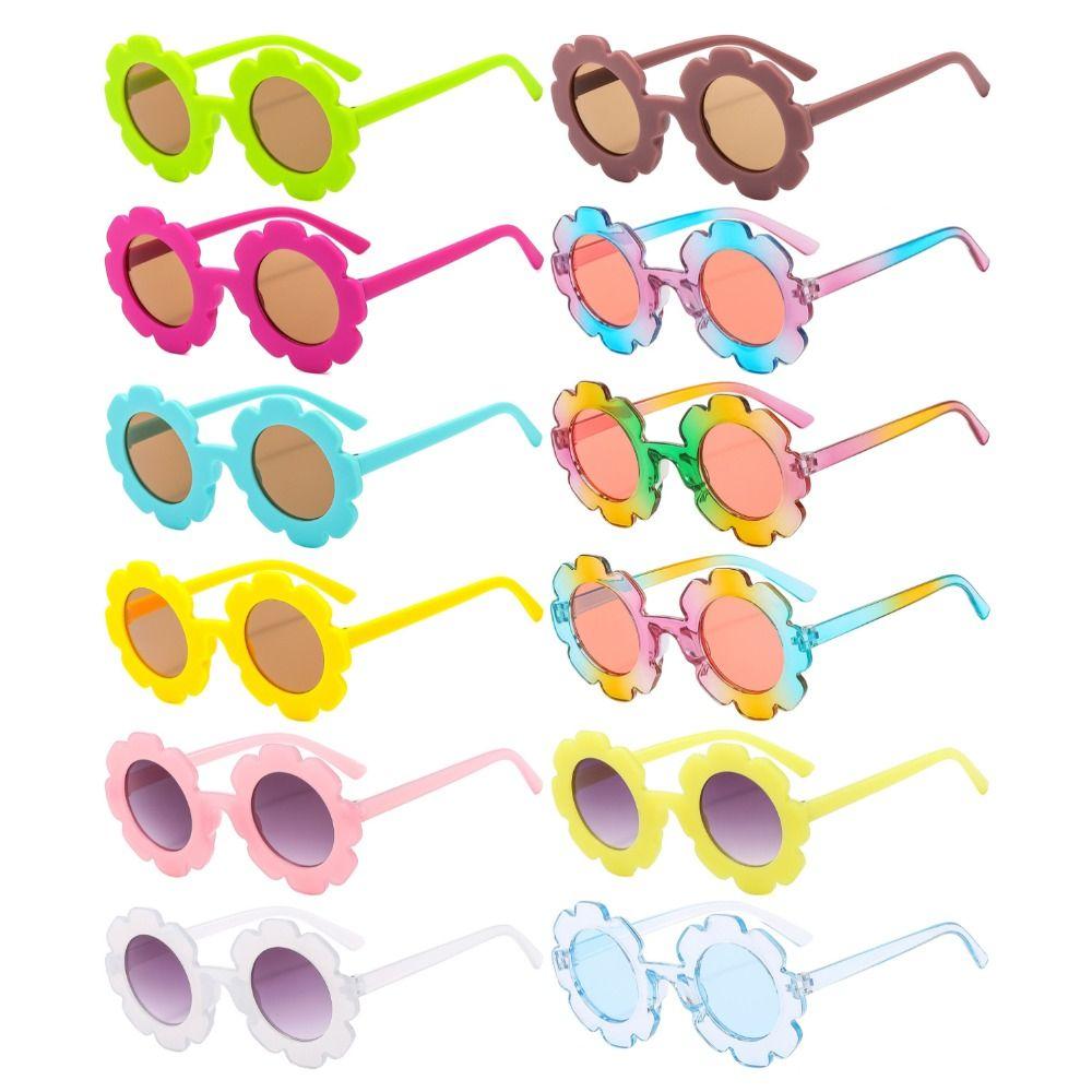 Colorful Kids Sunflower Sunglasses Round Frame Shades Novel Sun Protection Eyewear  for Girls