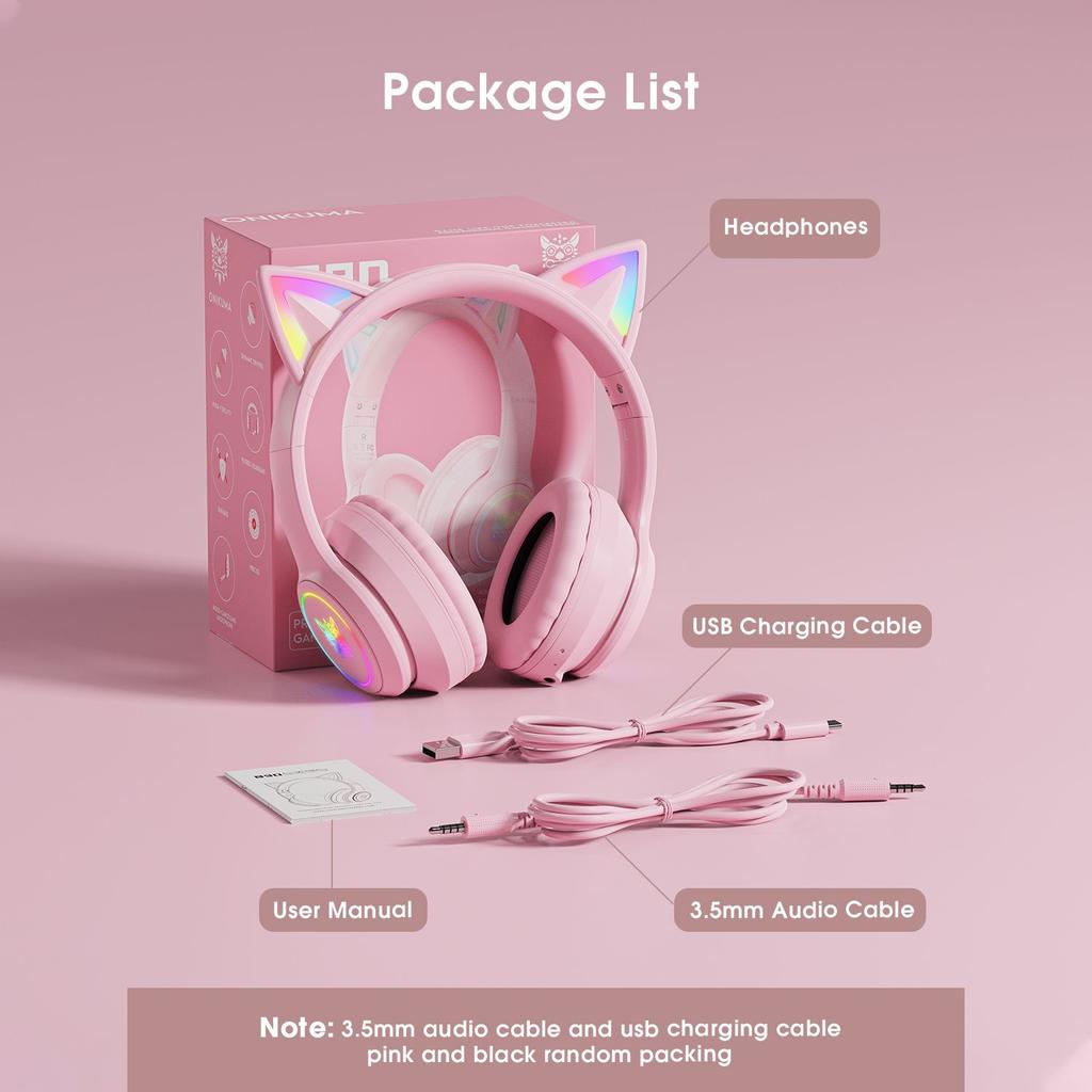 B90 Bluetooth кошачьи наушники, беспроводной и проводной режим складная гарнитура с микрофоном, RGB светодиодная подсветка, для девочек школьные игровые мобильные телефоны ПК планшет